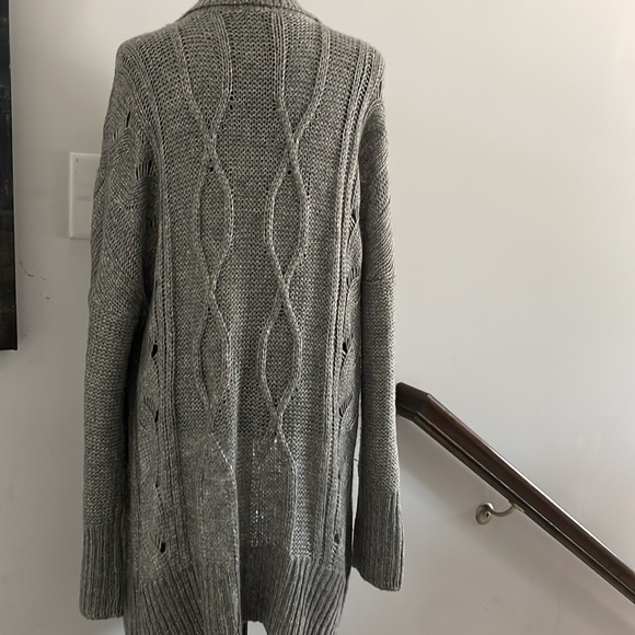 Apt 9 Cardigan Women Size XL Gray Open Front Chunky Cable Knit Pattern Long - Picture 3 of 12
